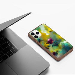 Чехол iPhone 11 Pro матовый Абстрактные розы в пятнах краски, цвет: 3D-коричневый — фото 2