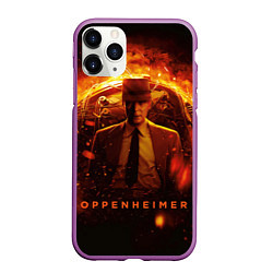 Чехол iPhone 11 Pro матовый Роберт Оппенгеймер и бомба, цвет: 3D-фиолетовый