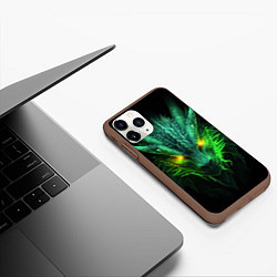 Чехол iPhone 11 Pro матовый Светящийся зеленый дракон 2024, цвет: 3D-коричневый — фото 2