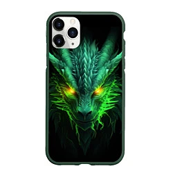 Чехол iPhone 11 Pro матовый Светящийся зеленый дракон 2024, цвет: 3D-темно-зеленый