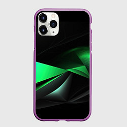 Чехол iPhone 11 Pro матовый Трехмерность зеленой фигуры, цвет: 3D-фиолетовый