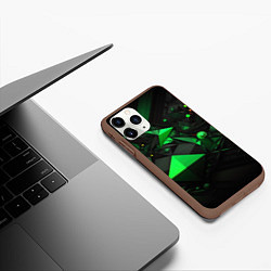 Чехол iPhone 11 Pro матовый Абстрактный лабиринт зелени, цвет: 3D-коричневый — фото 2
