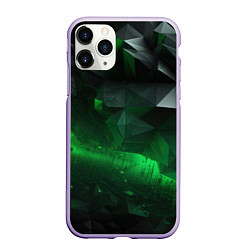 Чехол iPhone 11 Pro матовый Асимметрия зеленого узора, цвет: 3D-светло-сиреневый