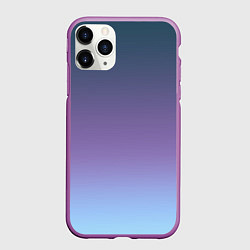 Чехол iPhone 11 Pro матовый Градиент синий фиолетовый голубой, цвет: 3D-фиолетовый