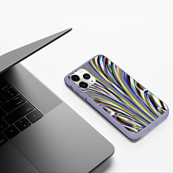 Чехол iPhone 11 Pro матовый Струйчатый перламутровый узор, цвет: 3D-светло-сиреневый — фото 2
