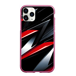 Чехол iPhone 11 Pro матовый Red black abstract, цвет: 3D-малиновый