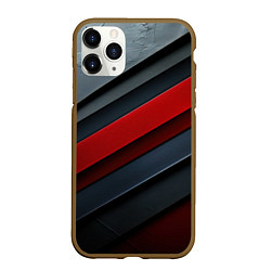 Чехол iPhone 11 Pro матовый Красные вставки на металлическом фоне, цвет: 3D-коричневый