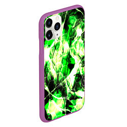 Чехол iPhone 11 Pro матовый Зелёные узоры джунгли, цвет: 3D-фиолетовый — фото 2