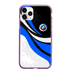 Чехол iPhone 11 Pro матовый BMW - синяя абстракция, цвет: 3D-фиолетовый