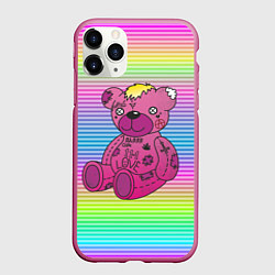 Чехол iPhone 11 Pro матовый Медвежонок Лил Пип, цвет: 3D-малиновый