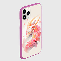 Чехол iPhone 11 Pro матовый Милый розовый дракон, цвет: 3D-фиолетовый — фото 2