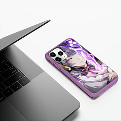 Чехол iPhone 11 Pro матовый Genshin Impact Raiden Baal, цвет: 3D-фиолетовый — фото 2