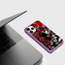 Чехол iPhone 11 Pro матовый Японский стиль иероглифы, цвет: 3D-фиолетовый — фото 2