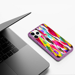 Чехол iPhone 11 Pro матовый Атласная ткань узбекского народа - икат, цвет: 3D-фиолетовый — фото 2