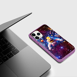 Чехол iPhone 11 Pro матовый Homer Simpson in space - ai art, цвет: 3D-фиолетовый — фото 2