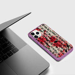 Чехол iPhone 11 Pro матовый Японский стиль паттерны, цвет: 3D-фиолетовый — фото 2