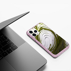 Чехол iPhone 11 Pro матовый Бело-зеленая краска, цвет: 3D-розовый — фото 2