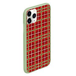Чехол iPhone 11 Pro матовый Новогодняя клетка, цвет: 3D-салатовый — фото 2