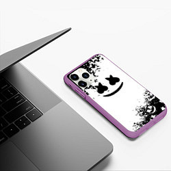 Чехол iPhone 11 Pro матовый Marshmello dj краски, цвет: 3D-фиолетовый — фото 2