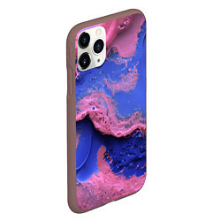 Чехол iPhone 11 Pro матовый Розовая пена на синей краске, цвет: 3D-коричневый — фото 2