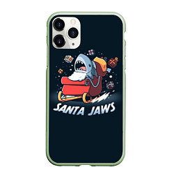 Чехол iPhone 11 Pro матовый Santa Jaws, цвет: 3D-салатовый