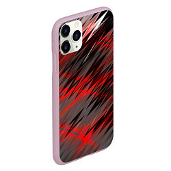 Чехол iPhone 11 Pro матовый Красные полосы надрезы, цвет: 3D-розовый — фото 2
