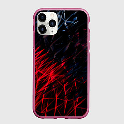 Чехол iPhone 11 Pro матовый Красно чёрные узоры, цвет: 3D-малиновый