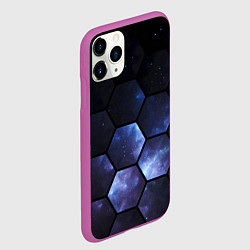 Чехол iPhone 11 Pro матовый Космические соты - геометрия, цвет: 3D-фиолетовый — фото 2
