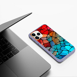 Чехол iPhone 11 Pro матовый Красно-синяя витражная мозаика, цвет: 3D-светло-сиреневый — фото 2