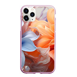 Чехол iPhone 11 Pro матовый Голубой и оранжевый цветок, цвет: 3D-розовый