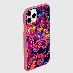 Чехол iPhone 11 Pro матовый Индийские этнические узоры, цвет: 3D-малиновый — фото 2