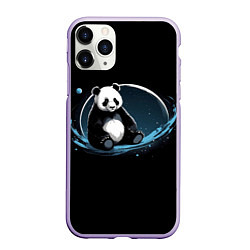 Чехол iPhone 11 Pro матовый Панда сидит, цвет: 3D-светло-сиреневый