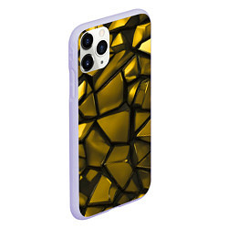 Чехол iPhone 11 Pro матовый Золотые хромированные осколки, цвет: 3D-светло-сиреневый — фото 2