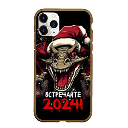 Чехол iPhone 11 Pro матовый Встречайте 2024 год дракона, цвет: 3D-коричневый