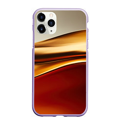 Чехол iPhone 11 Pro матовый Бежевые и золотистые волны, цвет: 3D-светло-сиреневый