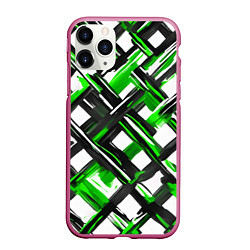 Чехол iPhone 11 Pro матовый Зелёные и чёрные мазки