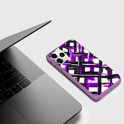Чехол iPhone 11 Pro матовый Фиолетовые и чёрные мазки, цвет: 3D-фиолетовый — фото 2