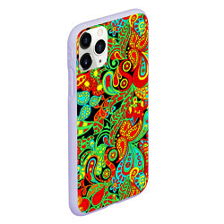 Чехол iPhone 11 Pro матовый Индийский этнический орнамент пейсли, цвет: 3D-светло-сиреневый — фото 2