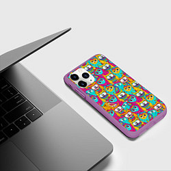 Чехол iPhone 11 Pro матовый Разноцветные совы, цвет: 3D-фиолетовый — фото 2