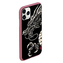 Чехол iPhone 11 Pro матовый Japanese dragon - irezumi - art, цвет: 3D-малиновый — фото 2