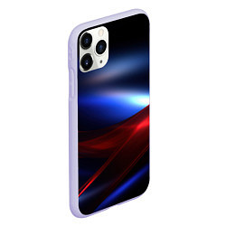 Чехол iPhone 11 Pro матовый Темный синий фон с красным, цвет: 3D-светло-сиреневый — фото 2