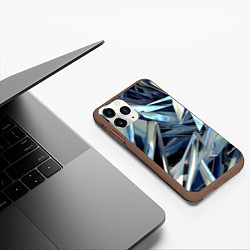 Чехол iPhone 11 Pro матовый Абстрактные осколки голубого цвета, цвет: 3D-коричневый — фото 2