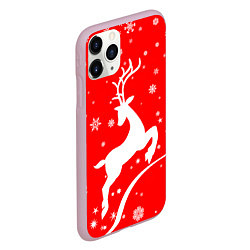 Чехол iPhone 11 Pro матовый Christmas deer, цвет: 3D-розовый — фото 2