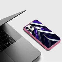 Чехол iPhone 11 Pro матовый Черная и фиолетовая абстракция, цвет: 3D-малиновый — фото 2