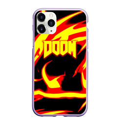 Чехол iPhone 11 Pro матовый Doom eternal fire storm, цвет: 3D-светло-сиреневый