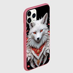 Чехол iPhone 11 Pro матовый Белая лисица - кицунэ, цвет: 3D-малиновый — фото 2