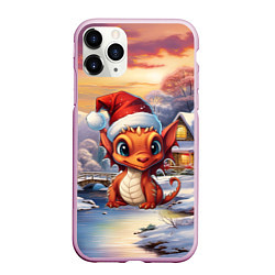 Чехол iPhone 11 Pro матовый Дракон снегозавр, цвет: 3D-розовый