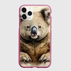 Чехол iPhone 11 Pro матовый Коала в стиле диаграмм Давинчи, цвет: 3D-малиновый