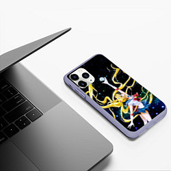 Чехол iPhone 11 Pro матовый Сейлор Мун - космос, цвет: 3D-светло-сиреневый — фото 2