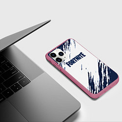 Чехол iPhone 11 Pro матовый Fortnite краски, цвет: 3D-малиновый — фото 2